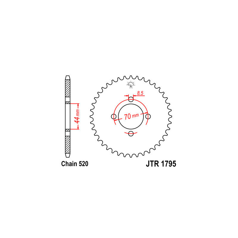 Couronne JT SPROCKETS 22 dents acier, pas 520 type 1795 - SUZUKI LT80