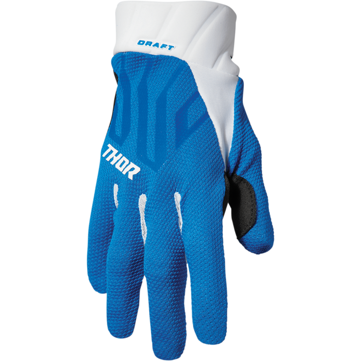 Gants cross THOR Draft bleu blanc | MX-Quad