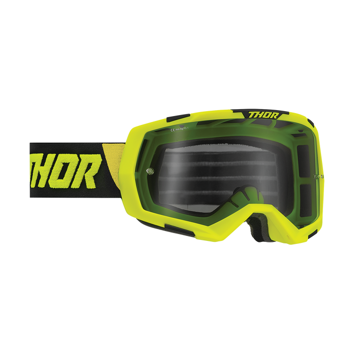 Lunettes masque Thor adulte noir jaune fluo 2022 | MX-Quad