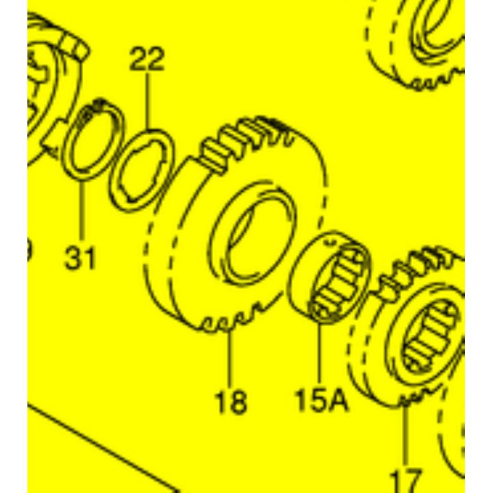 PIGNON BOITE MARCHE ARRIERE SUR ARBRE SECONDAIRE SUZUKI LTZ 400 ORIGINE 2003-08