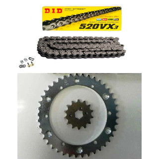 KIT CHAINE JT DID 520 VX3 NOIR RENFORCE YAMAHA 200 BLASTER