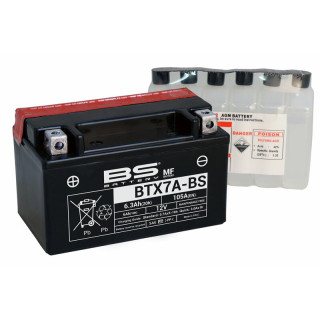 BATTERIE BS BATTERY BTX7A-BS SANS ENTRETIEN AVEC PACK ACIDE SUZUKI LTZ 90
