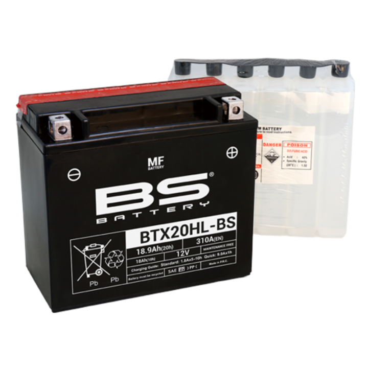 Batterie BS BTX20HL-BS sans entretien livrée avec pack acide POLARIS 800 RZR