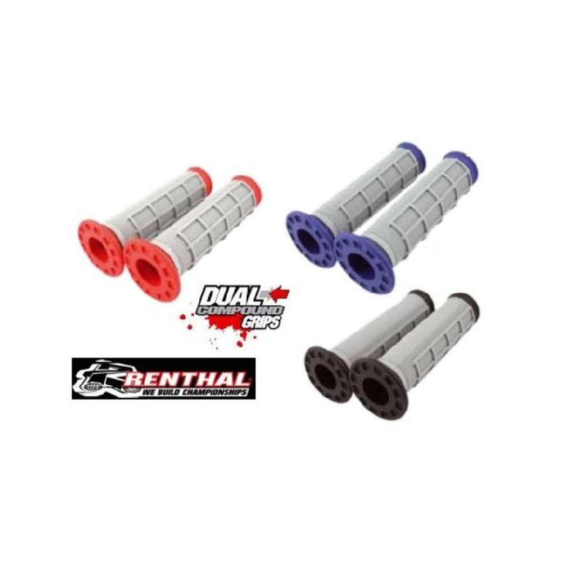Poignées De Guidon Renthal Dual Compound 50-50 - Beige - Pour Moto MX - Confort Et Adhérence