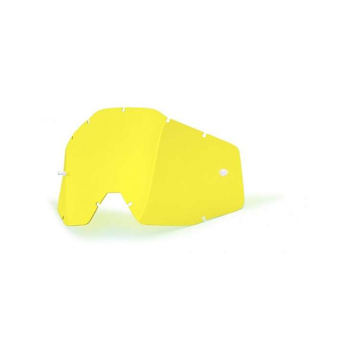 ECRAN REMPLACEMENT POUR MASQUE LUNETTE 100% CROSS RACECRAFT, ACCURI, ET STRATA JAUNE