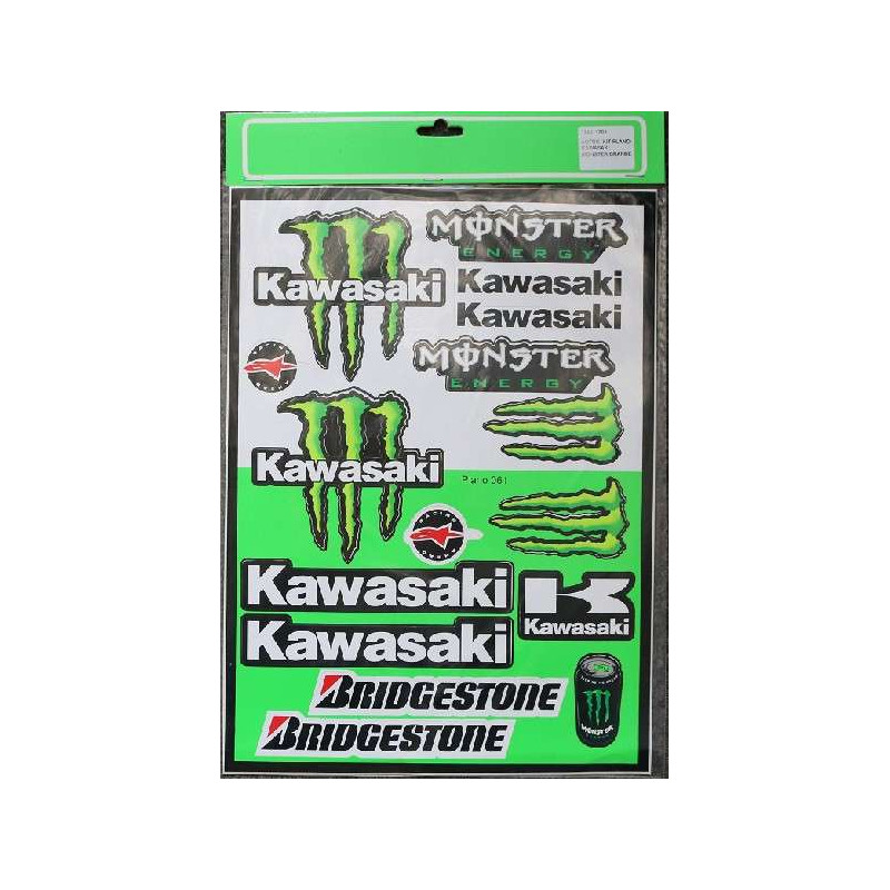 PLANCHE 40cm X 29cm STICKERS AUTOCOLLANT KAWASAKI MONSTER MX